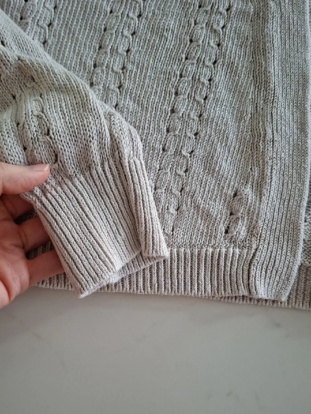 Banana Republic 100% Italian Linen Beige Cable-knit/Open-front Cardigan (Small) - Picture 3 of 6